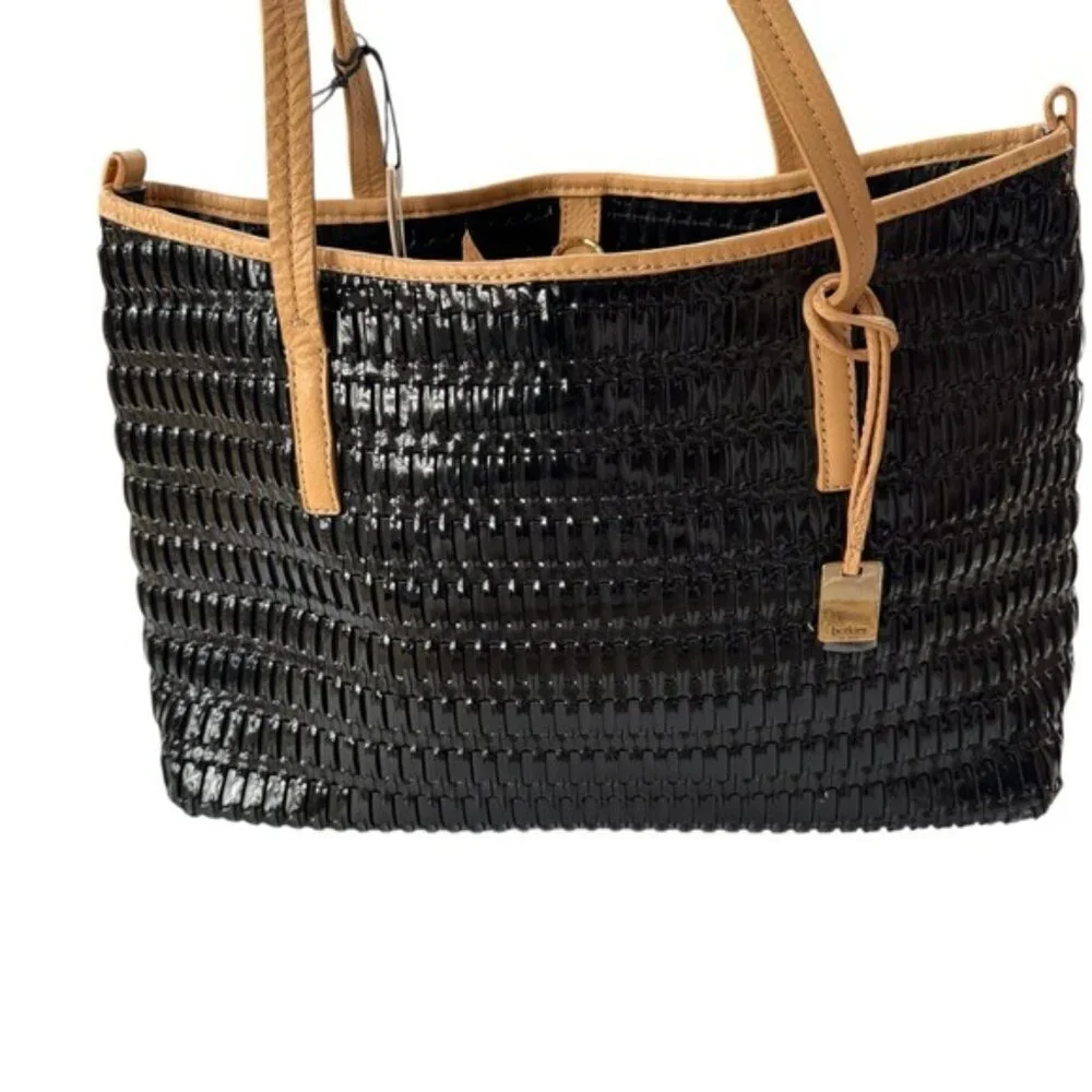 NWT Botkier Black Woven East West Shoulder Bag Minimal Chic Tote